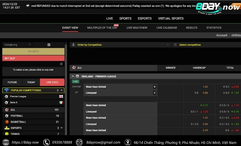 Thể Thao 8DAY - Sảnh cược thể thao uy tín #1 Châu Á 10 Giao dien sanh cuoc The Thao 8DAY - Hinh 5