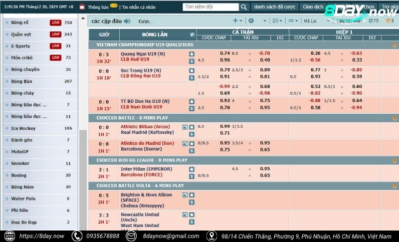 Thể Thao 8DAY - Sảnh cược thể thao uy tín #1 Châu Á 11 Giao dien sanh cuoc The Thao 8DAY - Hinh 6 - CMD 8DAY