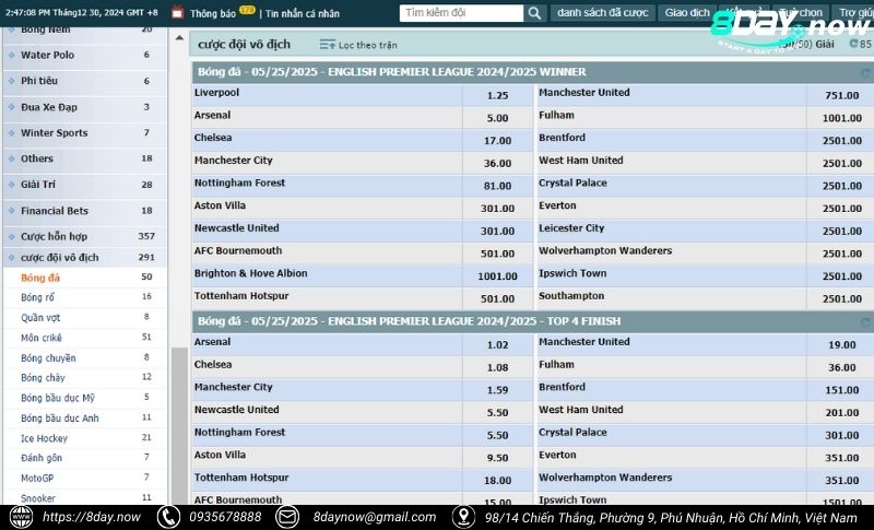 Thể Thao 8DAY - Sảnh cược thể thao uy tín #1 Châu Á 12 Giao dien sanh cuoc The Thao 8DAY - Hinh 7 - CMD 8DAY