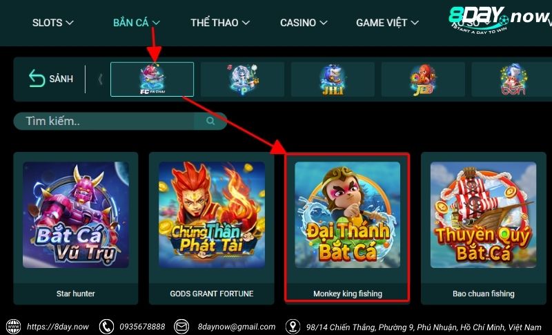 Đại Thánh Bắt Cá 8Day - Săn cá siêu ngon, phần thưởng hấp dẫn 5 Cac buoc tham gia choi game Dại Thanh Bat Ca 8Day - Buoc 2