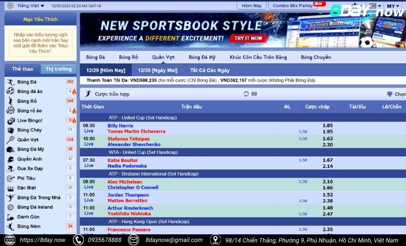 Thể Thao 8DAY - Sảnh cược thể thao uy tín #1 Châu Á 20 Giao dien sanh cuoc The Thao 8DAY - Hinh 15 - Sbobet 8DAY