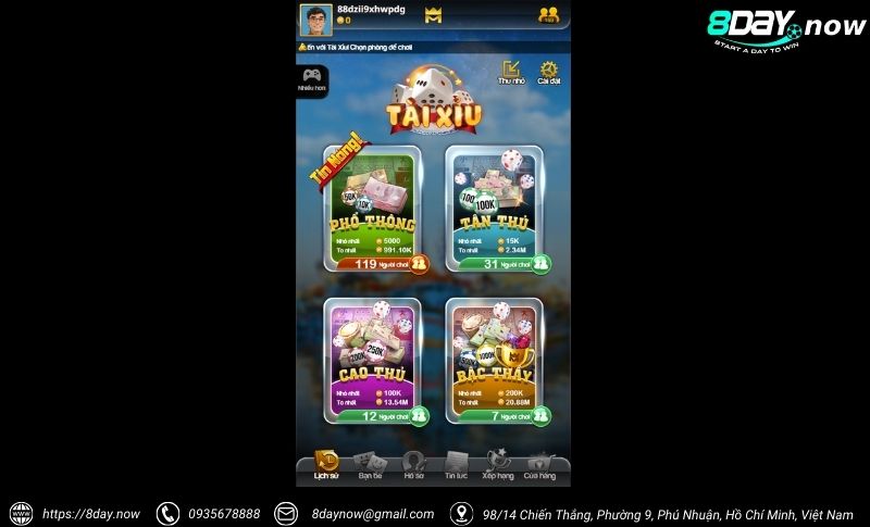 Tài Xỉu 8Day - Kết quả nhanh, thưởng cực khủng 3 Giao dien game Tai Xiu 8Day - Hinh 2