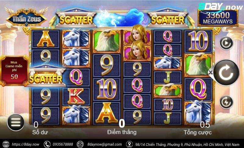 Zeus 8Day - Game slot đỉnh cao với hệ số Megaways cực khủng 2 Giao dien game Zeus 8Day - Hinh 1