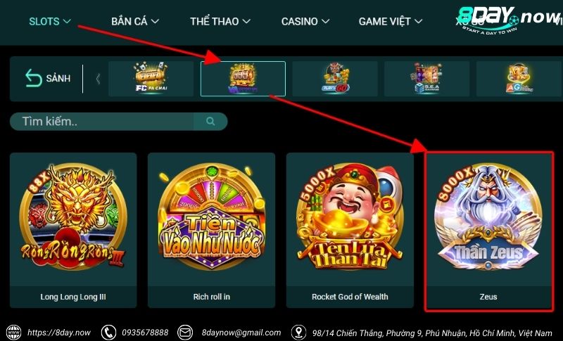 Zeus 8Day - Game slot đỉnh cao với hệ số Megaways cực khủng 5 Cac buoc tham gia choi Zeus 8Day - Buoc 2
