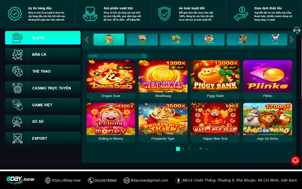 Giao dien sanh Slots 8 DAY