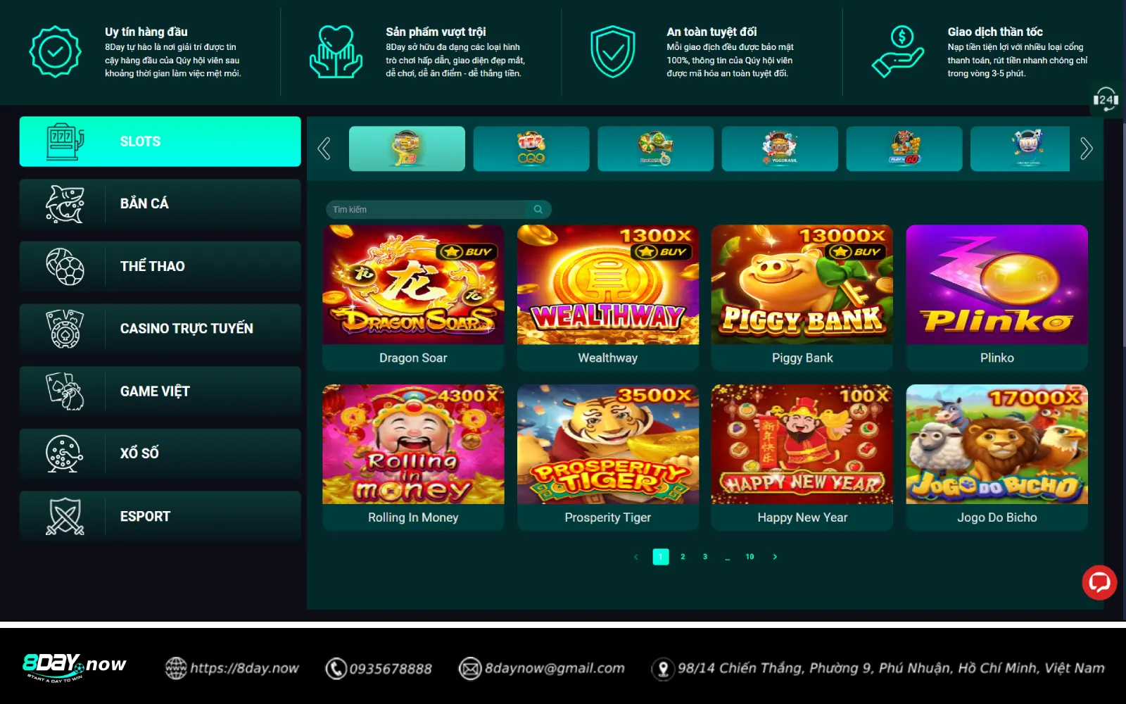 Slots 8DAY - Sảnh chơi game nổ hũ đổi thưởng uy tín #1 VN 4 Giao dien sanh game Slots 8DAY - Hinh 1