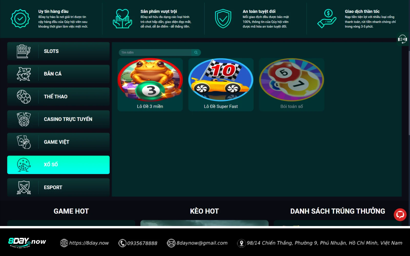 Xổ Số 8Day - Sảnh lô đề xổ số trực tuyến uy tín #1 Việt Nam 4 Giao dien sanh Xo So 8DAY - Hinh 1